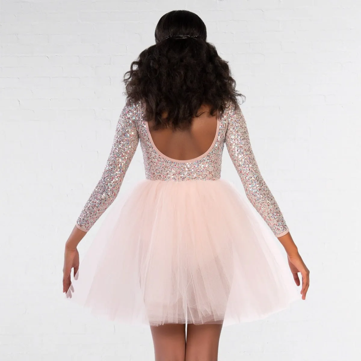 1st Position Sequin Long Sleeved Low Back Ballet Dress