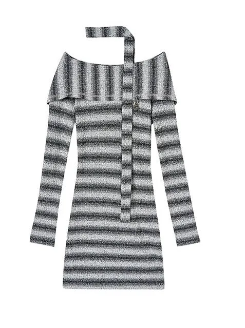 2Wey Knit Border Mode Slim Wan Piece   Knit Scarf