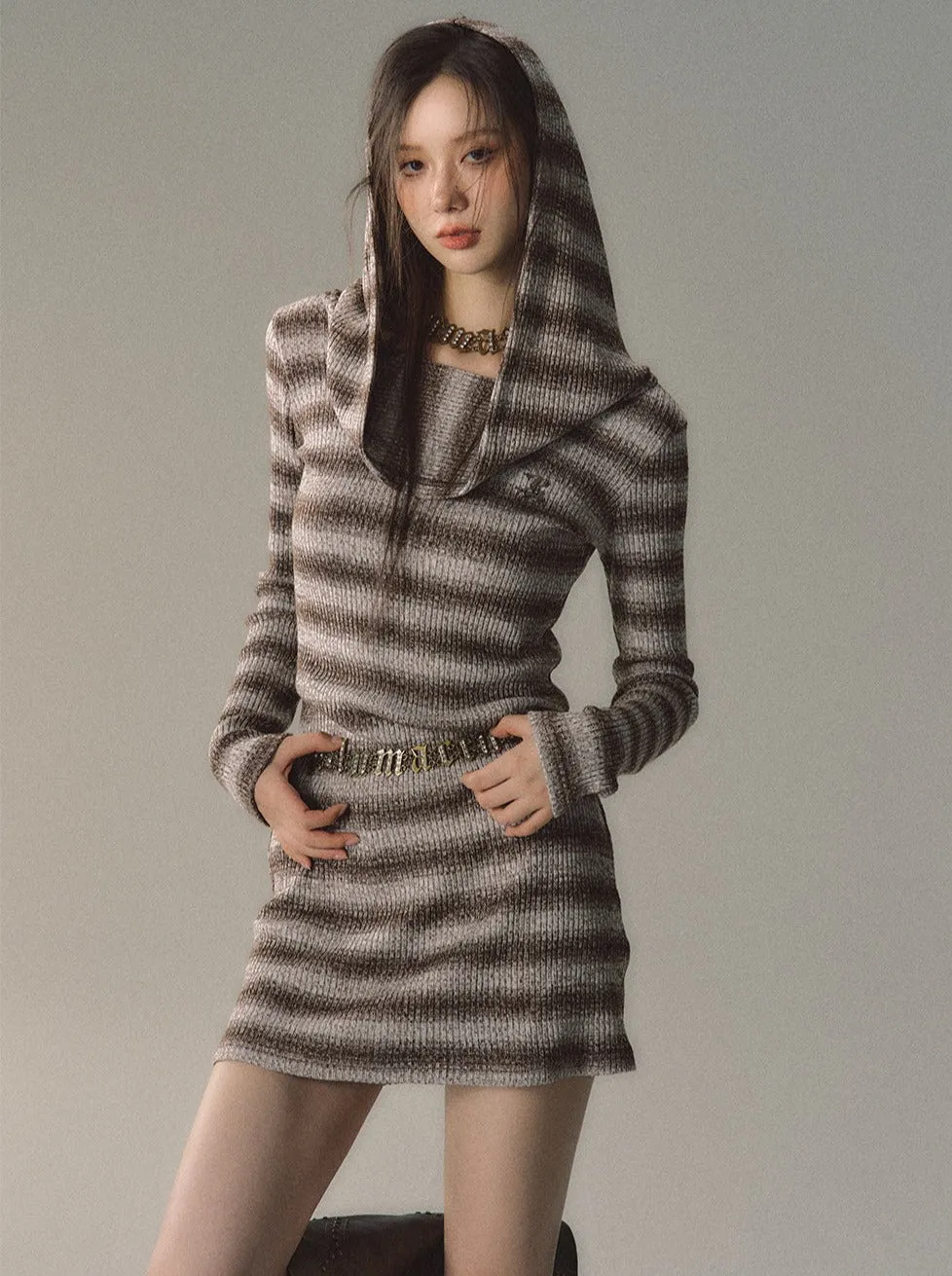 2Wey Knit Border Mode Slim Wan Piece   Knit Scarf