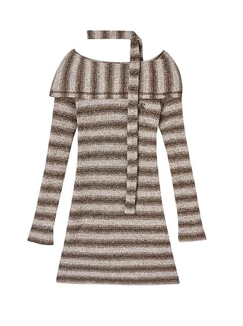 2Wey Knit Border Mode Slim Wan Piece   Knit Scarf