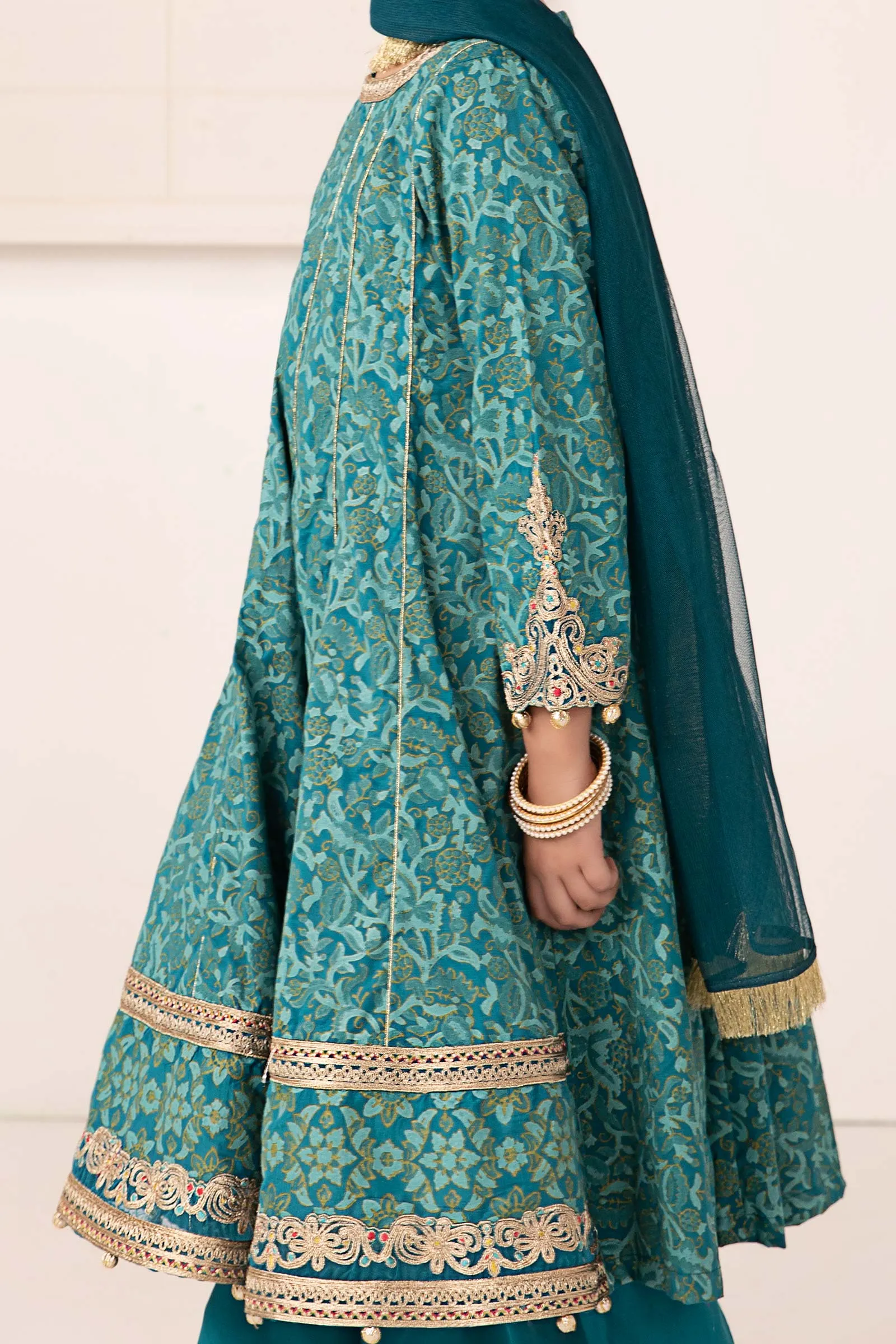 3 Piece Printed Raw Silk Suit | MKS-EA24-05