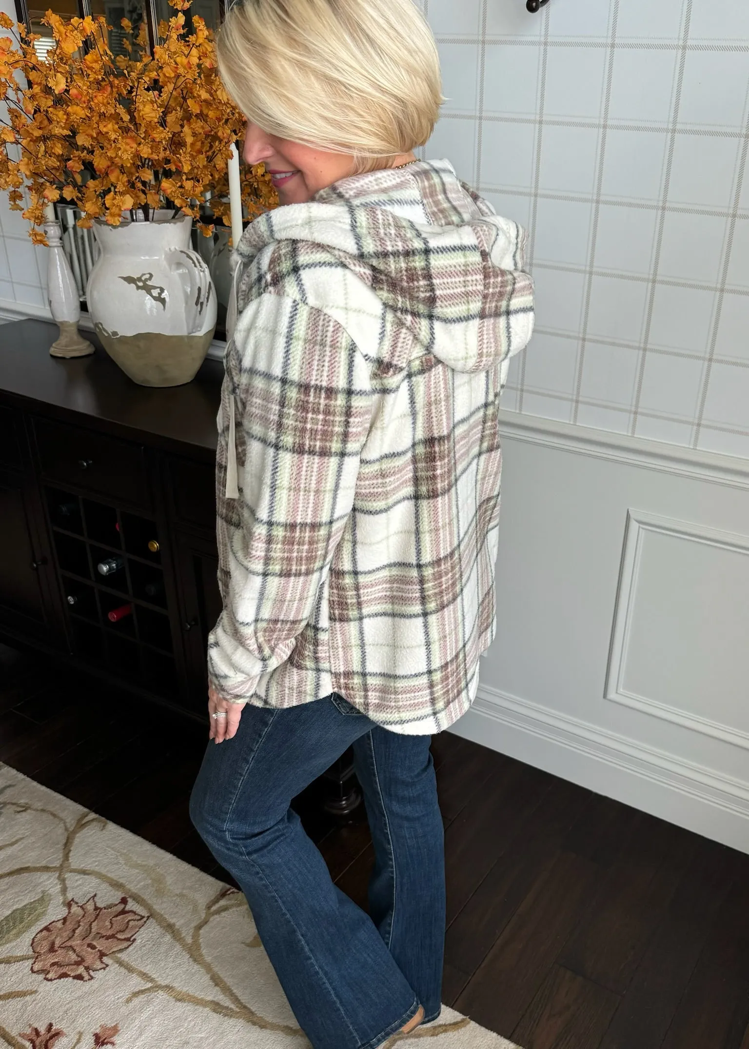 Almira Jacket in Navy, Mauve and Green