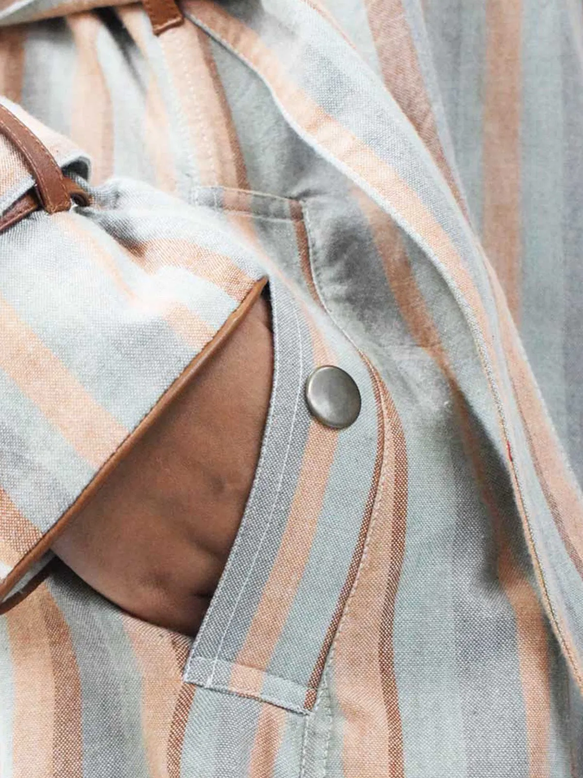 Andhra Ikat Trench Cream and Brown