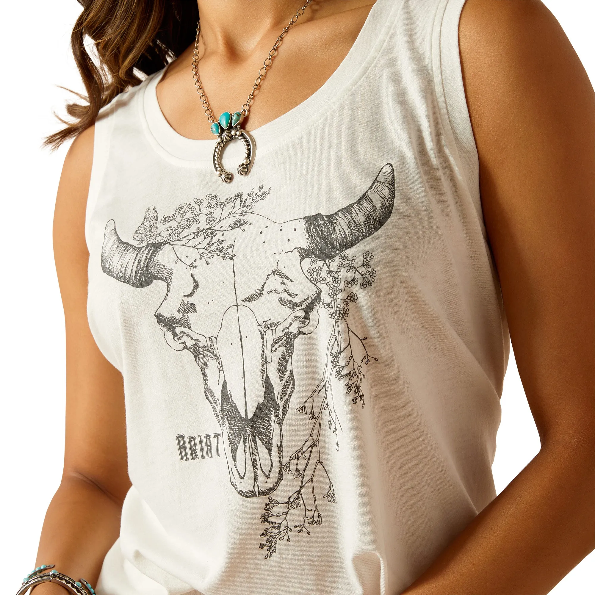 Ariat Ladies Deadwood Longhorn Cloud Dancer Tank Top 10051308