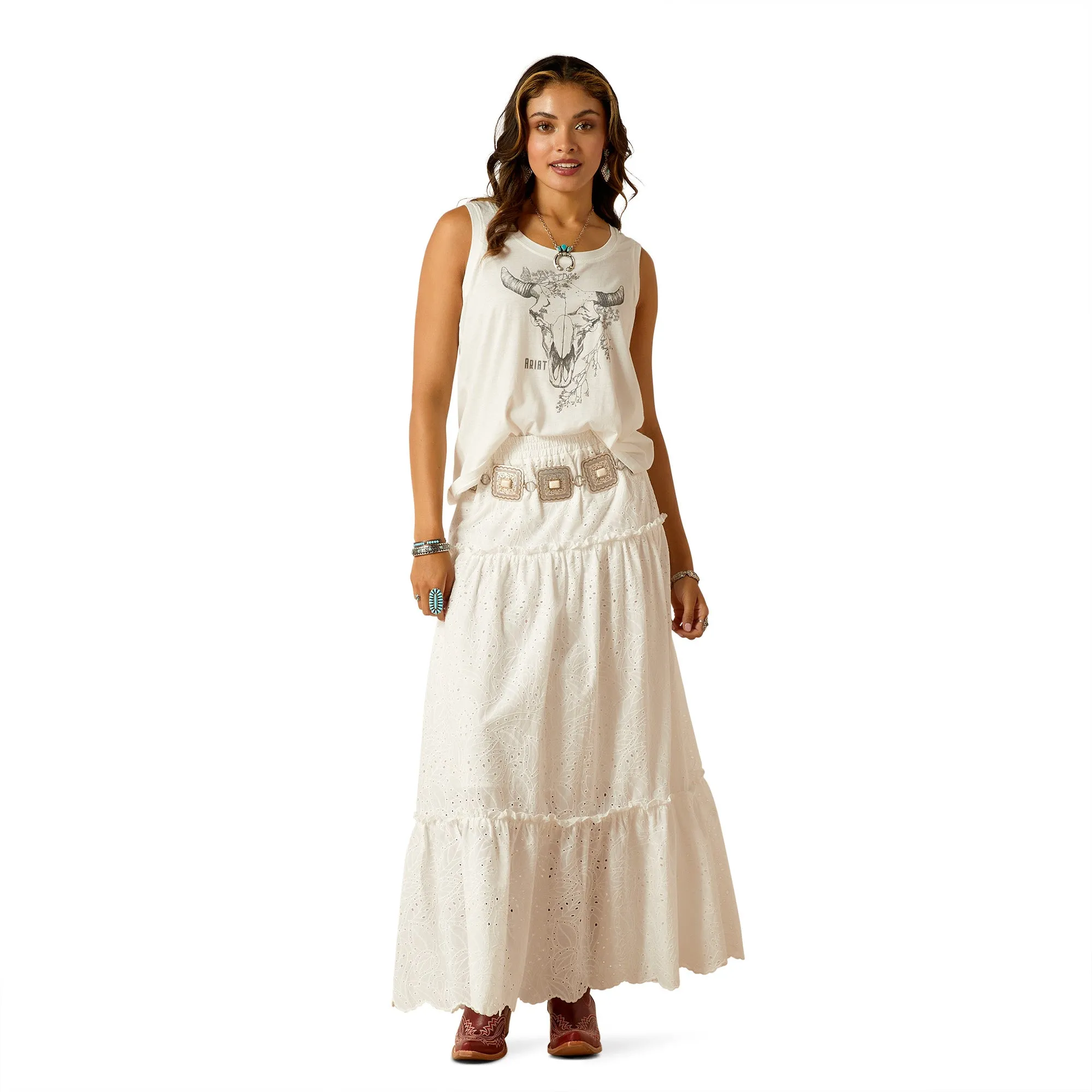 Ariat Ladies Deadwood Longhorn Cloud Dancer Tank Top 10051308