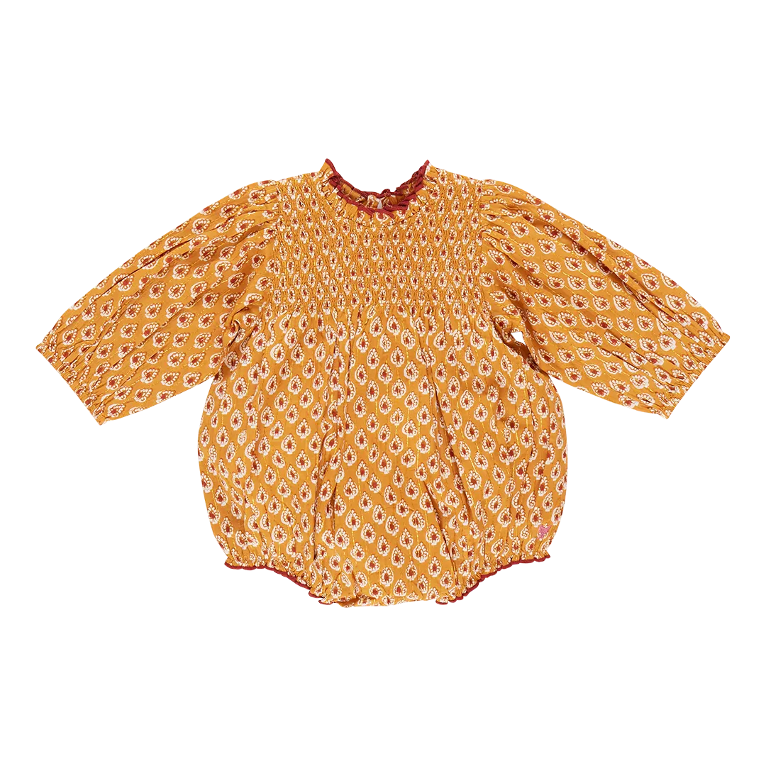 Baby Girls Stevie Puff Sleeve Bubble - Gold Tear Drop