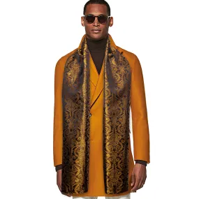 Barry Wang Silk scarf Luxury Black Gold Paisley Scarf
