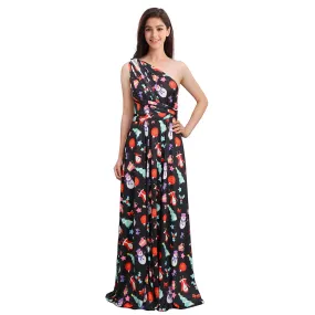 Black Christmas Snowman Ladies Solid Cocktail Off Shoulder Wedding Bridesmaid Evening Long Maxi Dress - IBTOM CASTLE