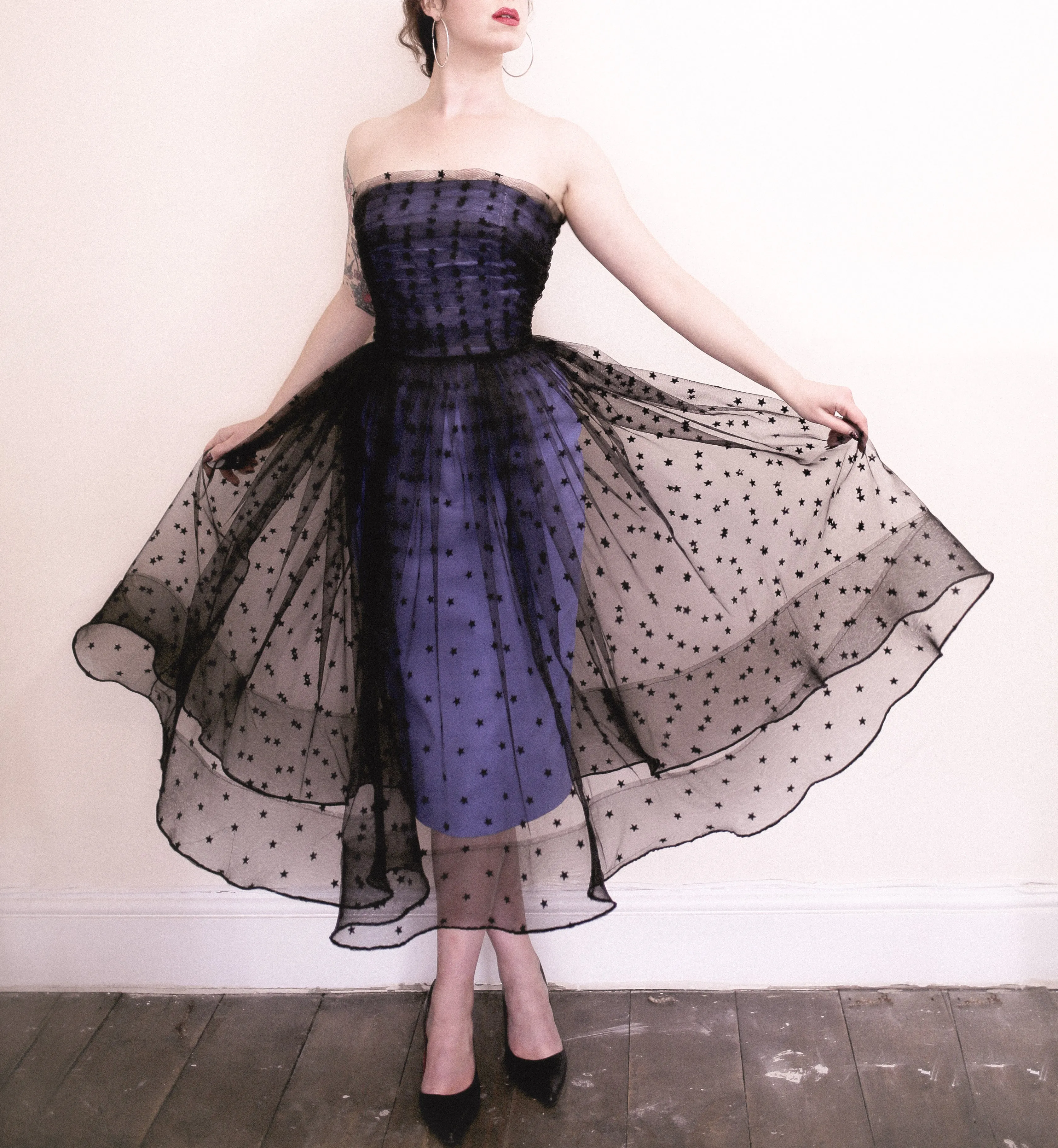 Black Magic - Star Tulle Cocktail Midi Dress