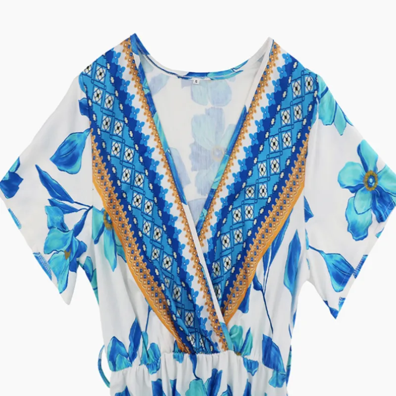 Blue Floral Dress Maxi with Floral Print