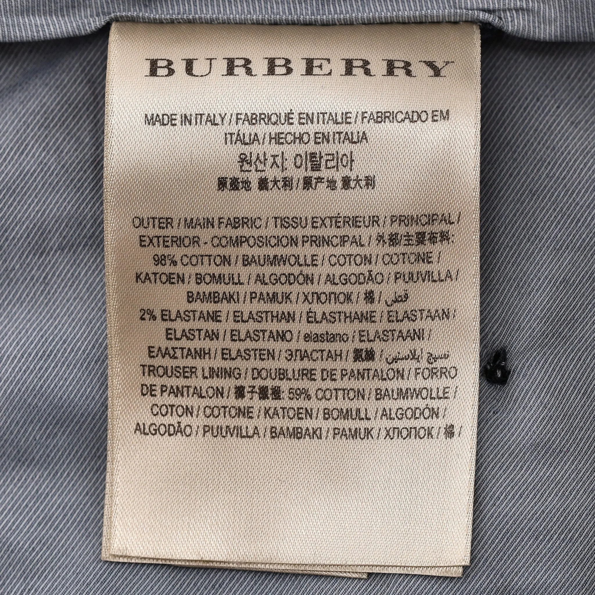 Burberry London Cotton Trousers. Size 52IT