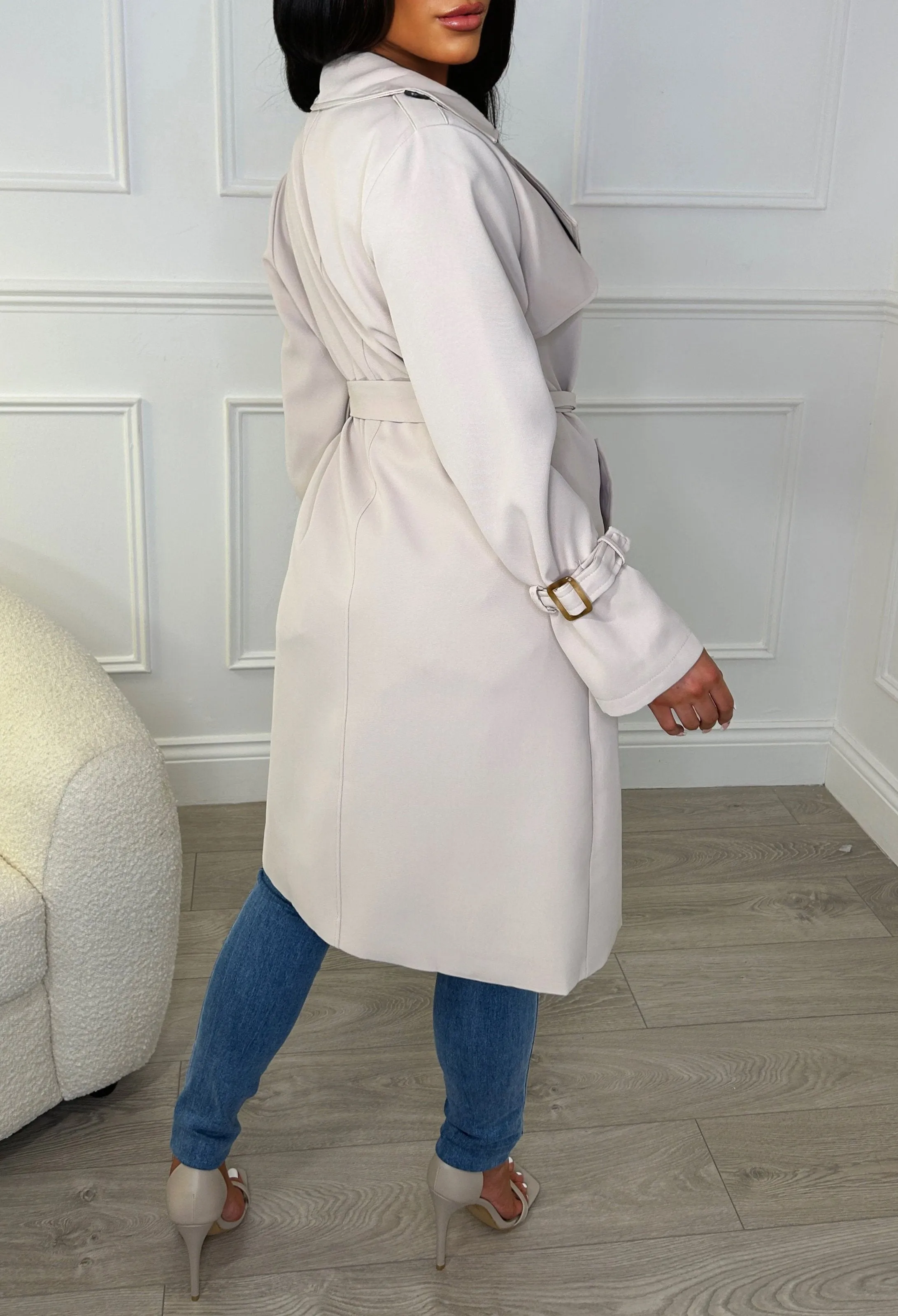 Cafe Society Beige Belted Trench Coat