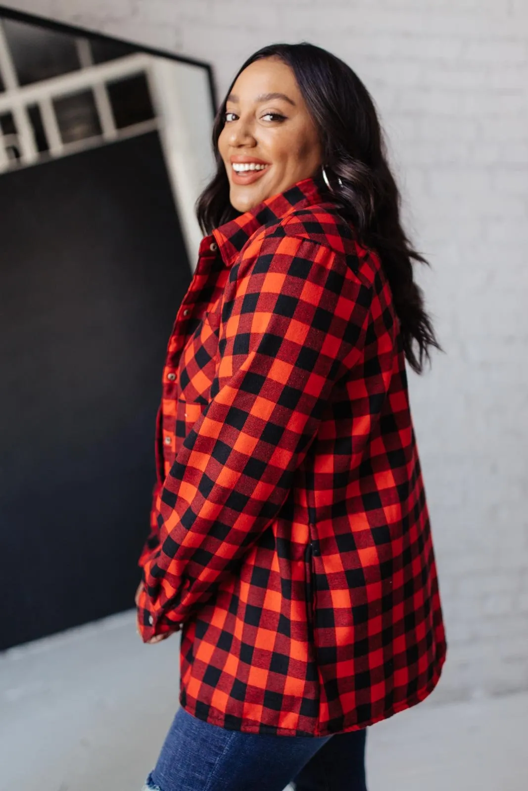 Campfire Buffalo Plaid Shacket in Black/Red