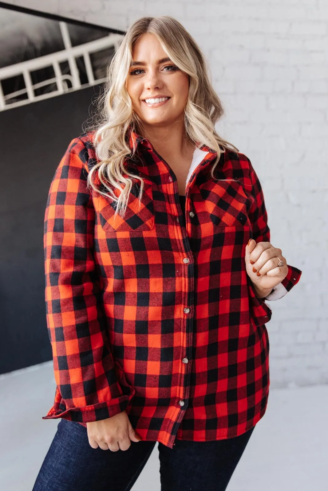 Campfire Buffalo Plaid Shacket in Black/Red