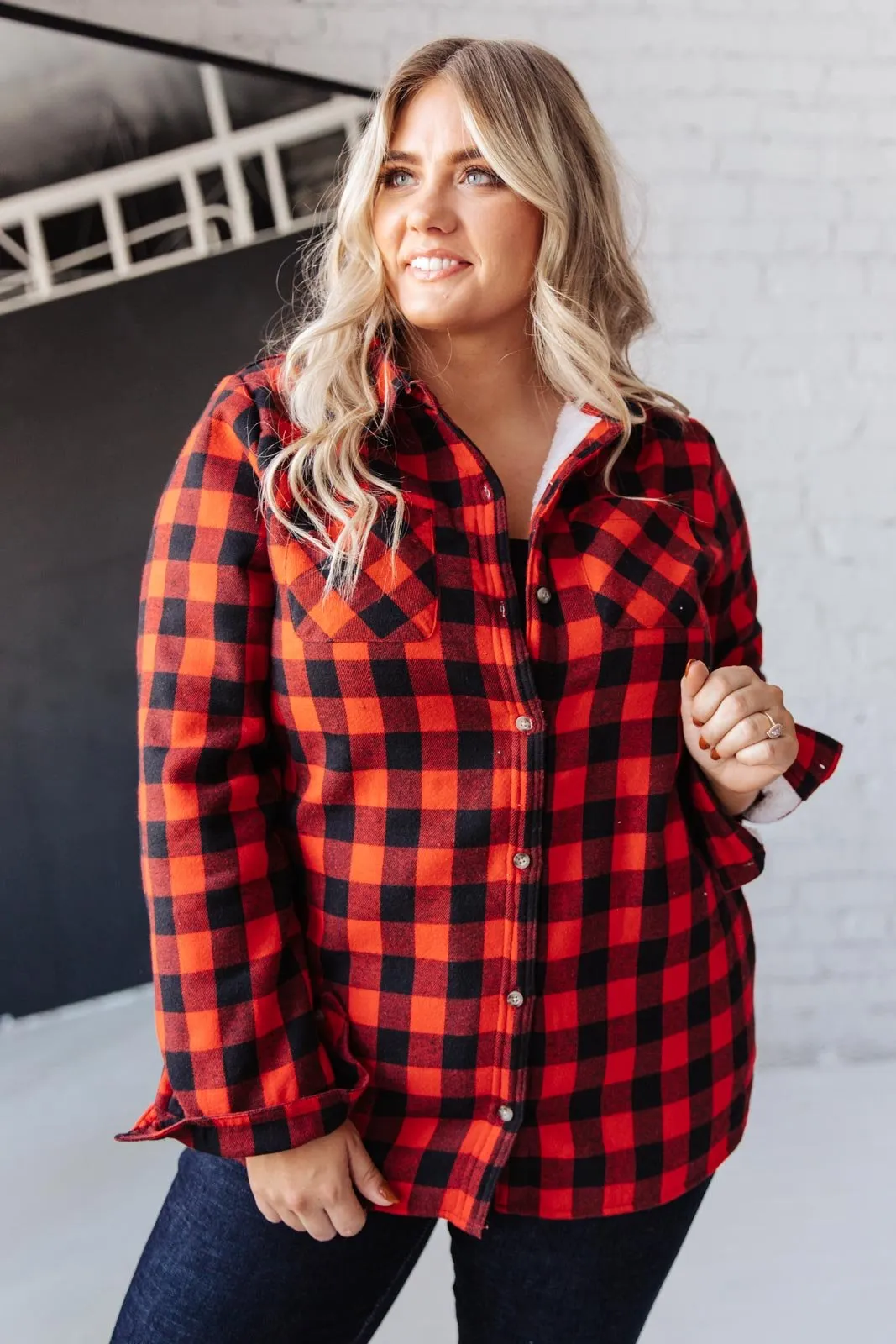 Campfire Buffalo Plaid Shacket in Black/Red