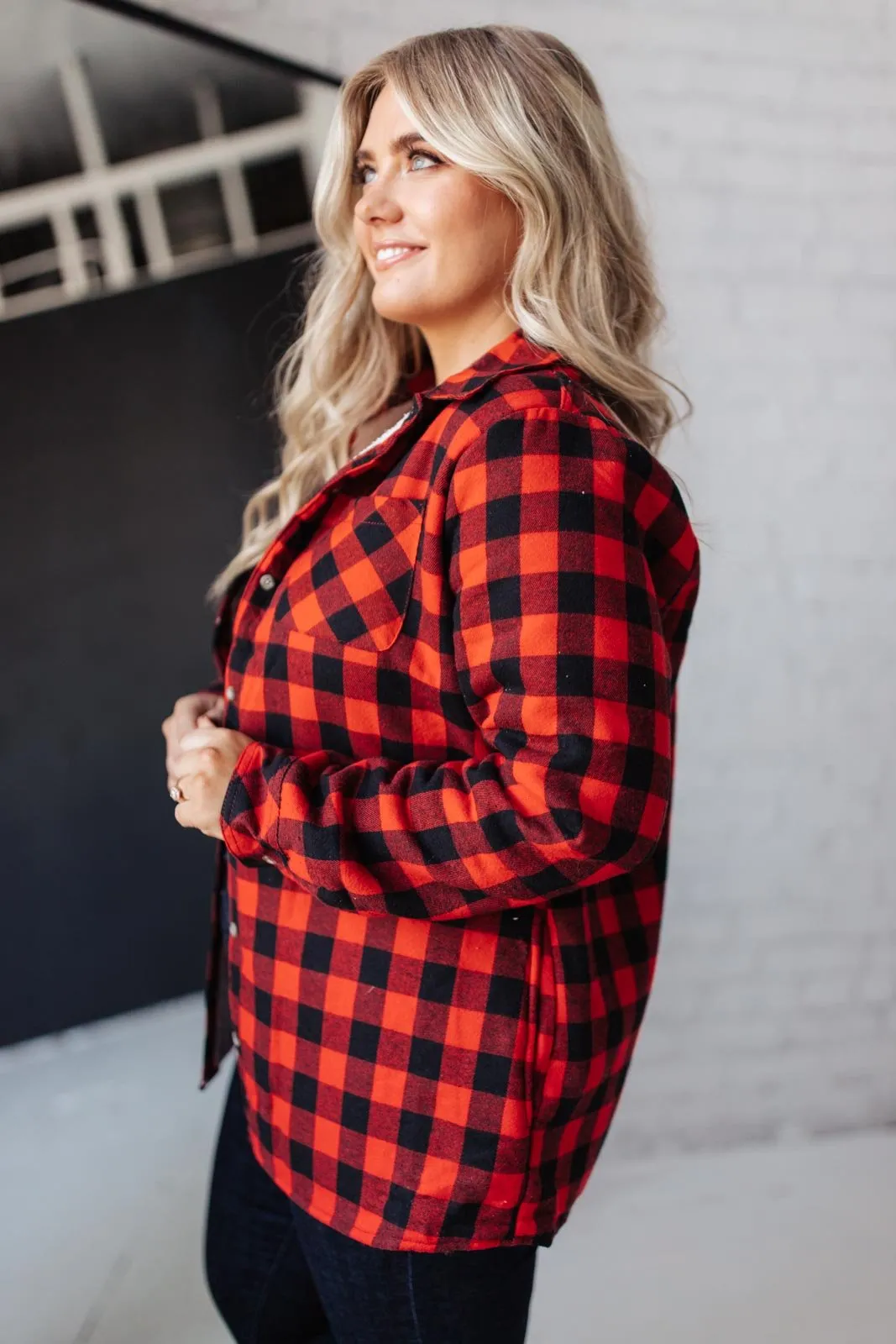 Campfire Buffalo Plaid Shacket in Black/Red