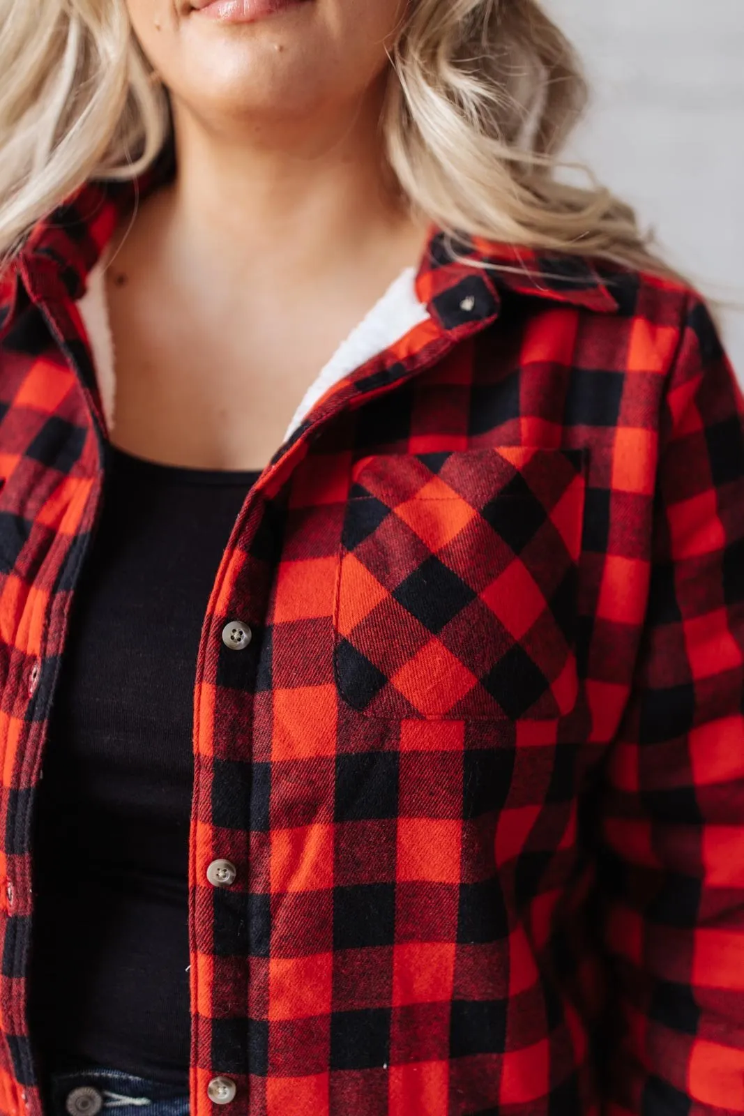 Campfire Buffalo Plaid Shacket in Black/Red