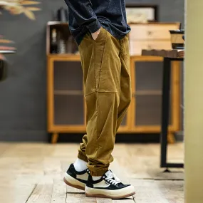 Corduroy Drawstring Loose Casual Pants P0515