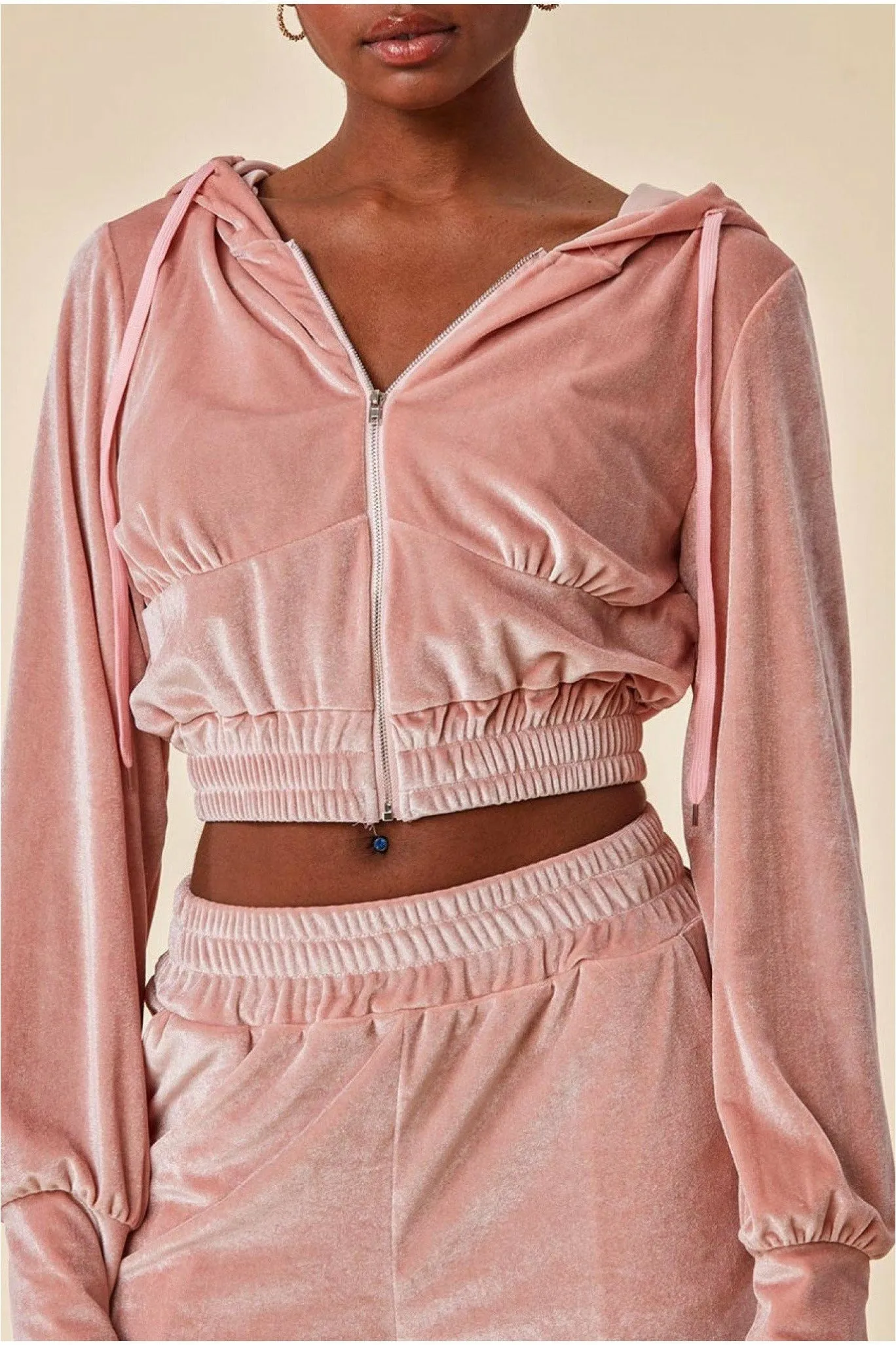 Cosmochic Velour Hoodie & Short Set - Pink