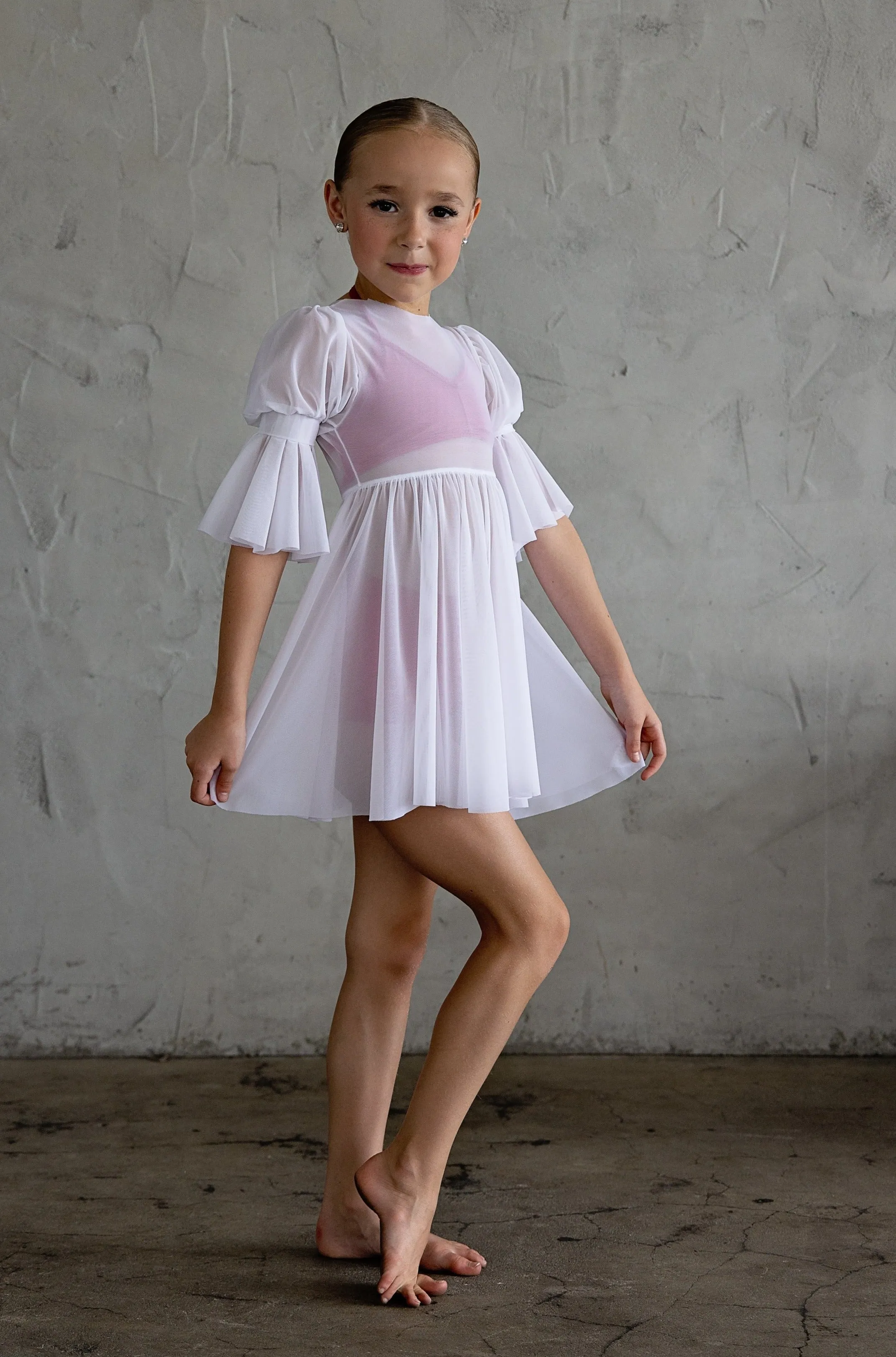 Costume Dress- Banded Bell Sleeve Mesh Dress- T301