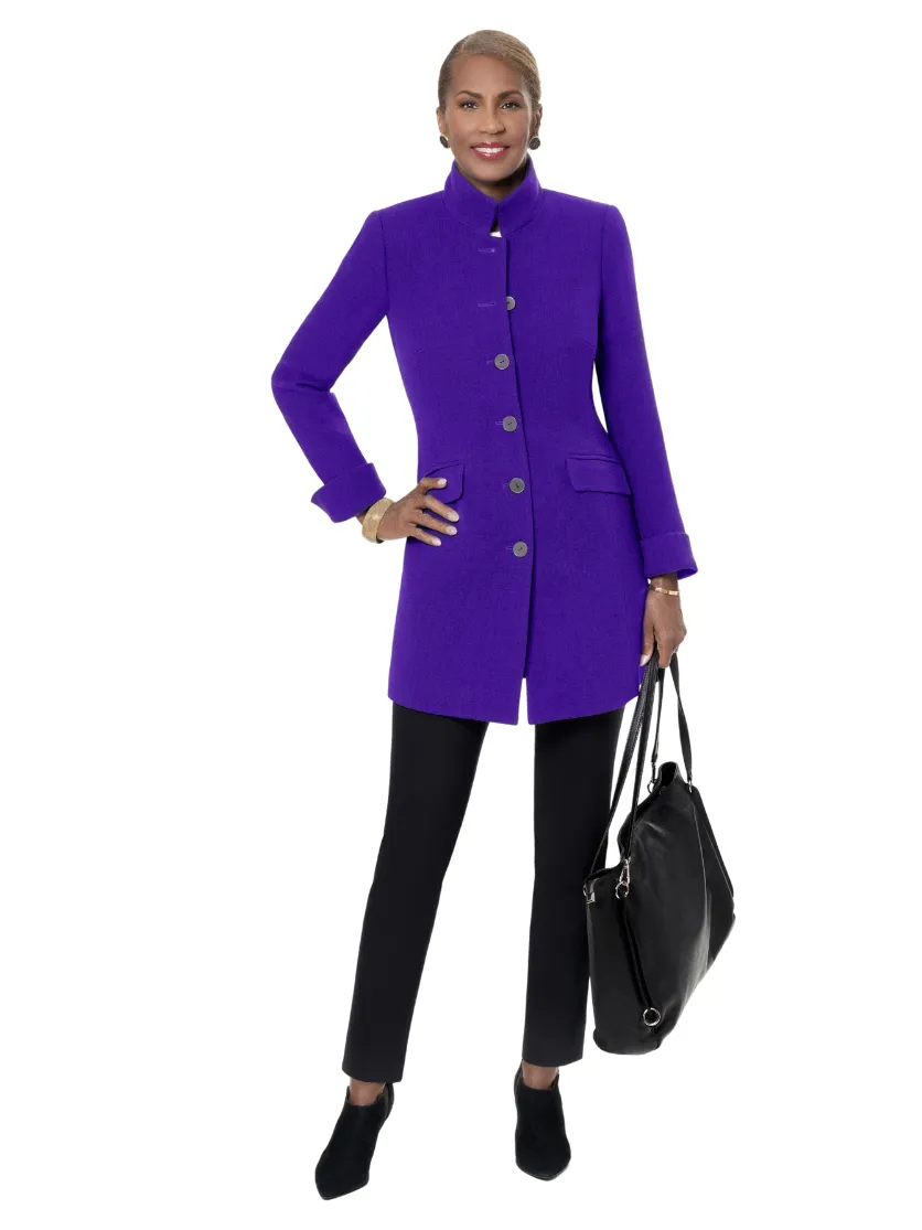 Double Face Wool Crepe Car Coat