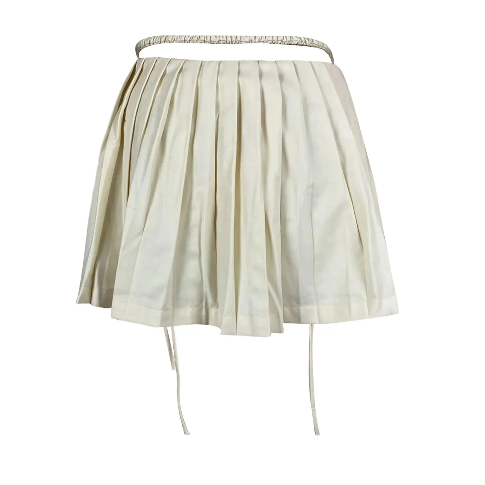 Fashionkova Women Y2K Mini Skirt Drawstring Low Waist Side Pleated Mini Skirt Kawaii Sweet 90s E-Girl Aesthetic Clothes Korean Fashion