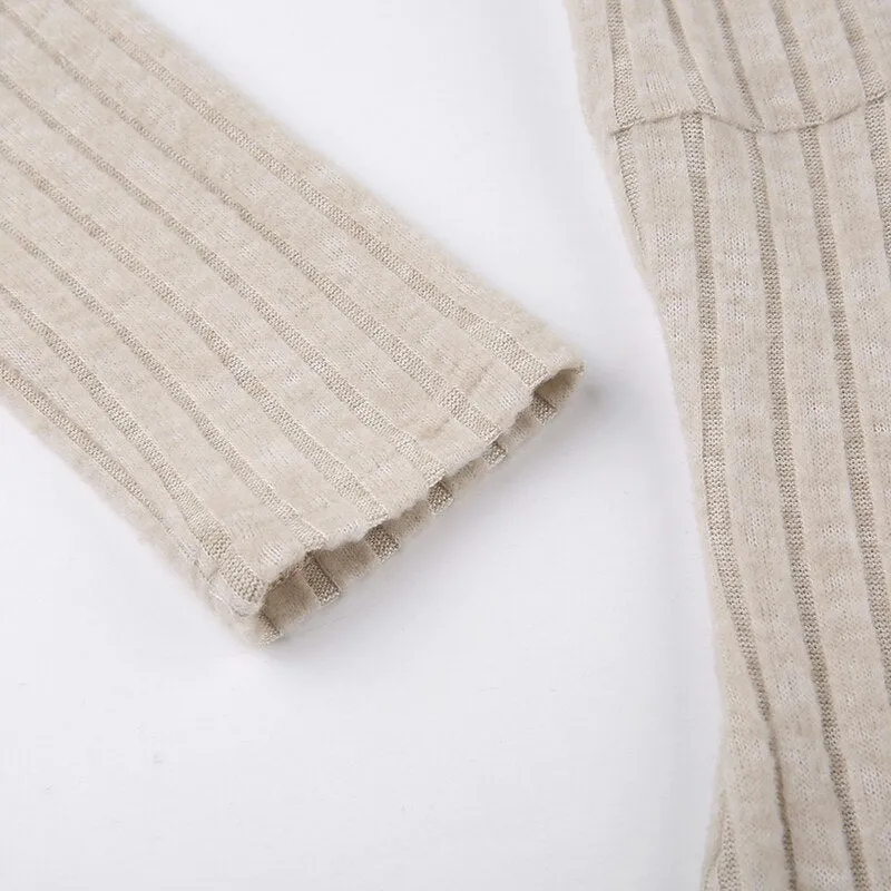Fur Trim Knitted Slim Casual Long Dress