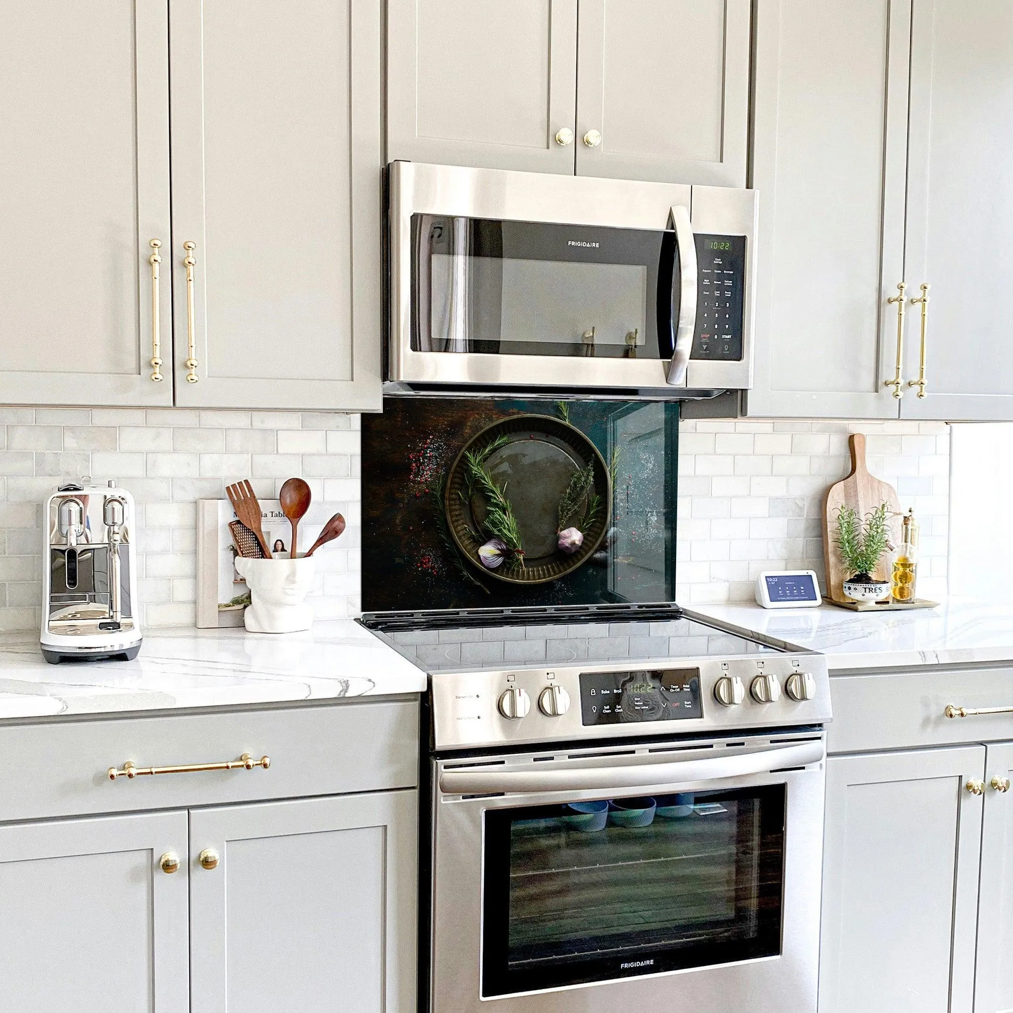 Garlic Onion Rosemary and Thyme | Glass Printed Backsplash for your Kitchen