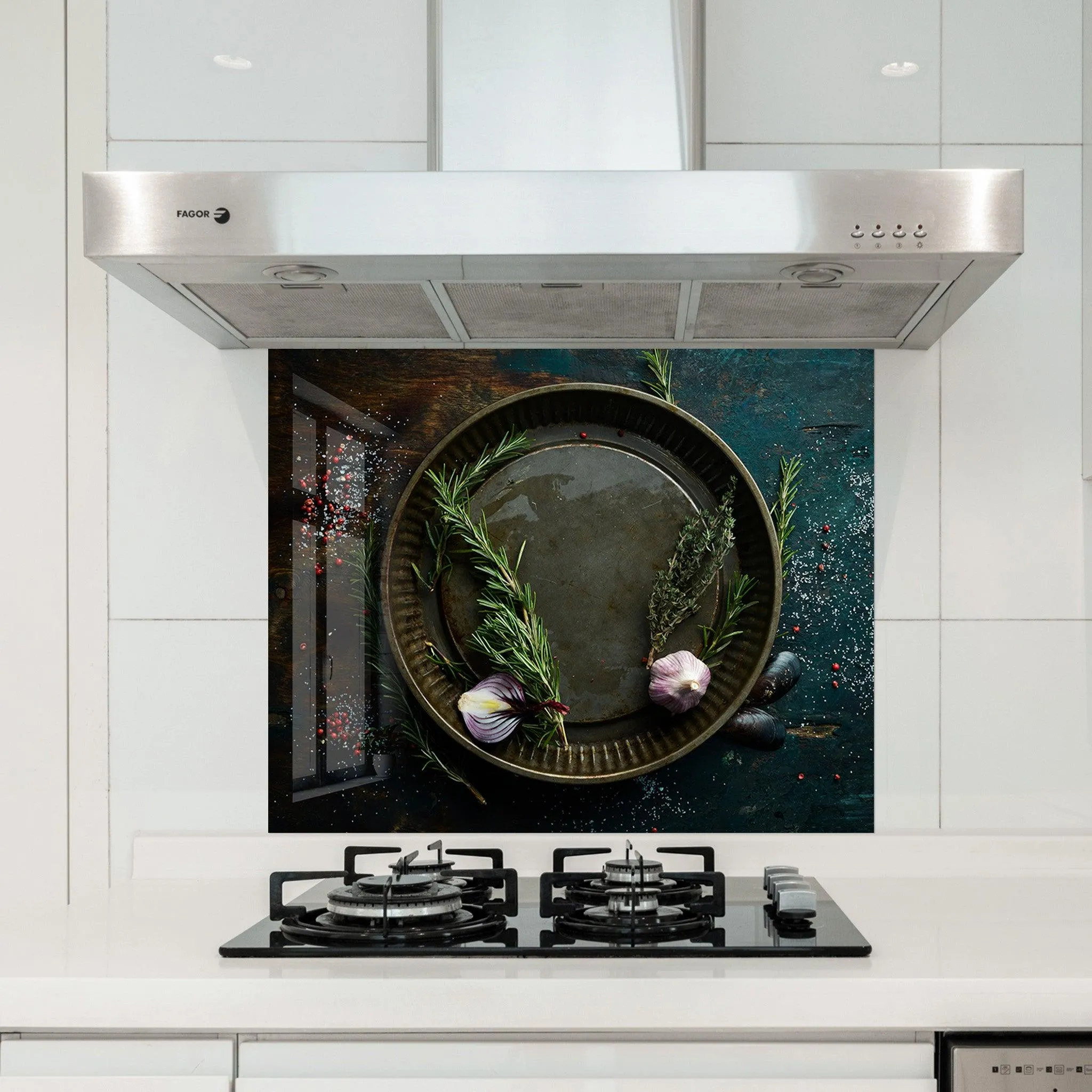 Garlic Onion Rosemary and Thyme | Glass Printed Backsplash for your Kitchen
