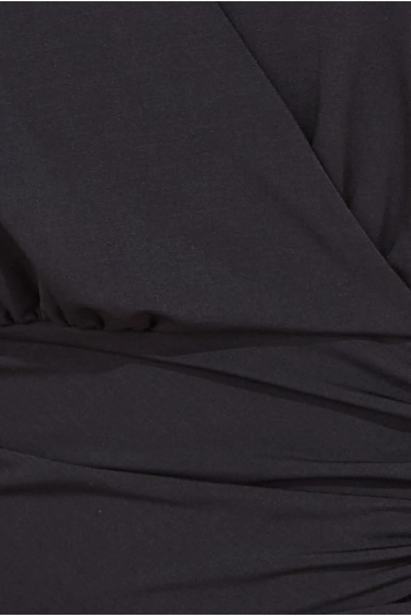 Goddiva Front Wrap Gathered Maxi Dress - Black