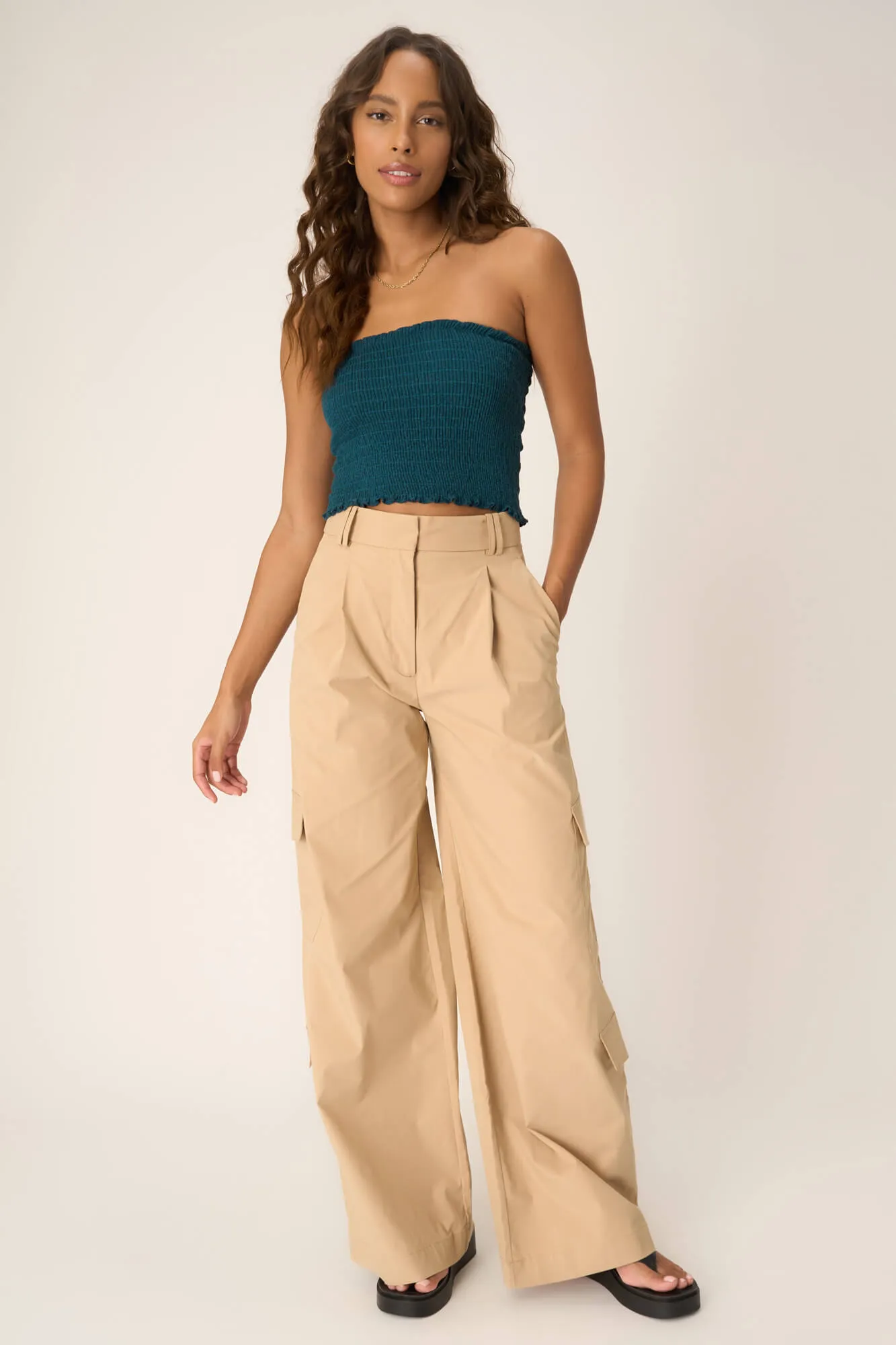Golden Hour Smocked Tube Top - Oceanic Teal