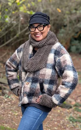 Infinity Scarf - Chevron Faux Fur in Gray
