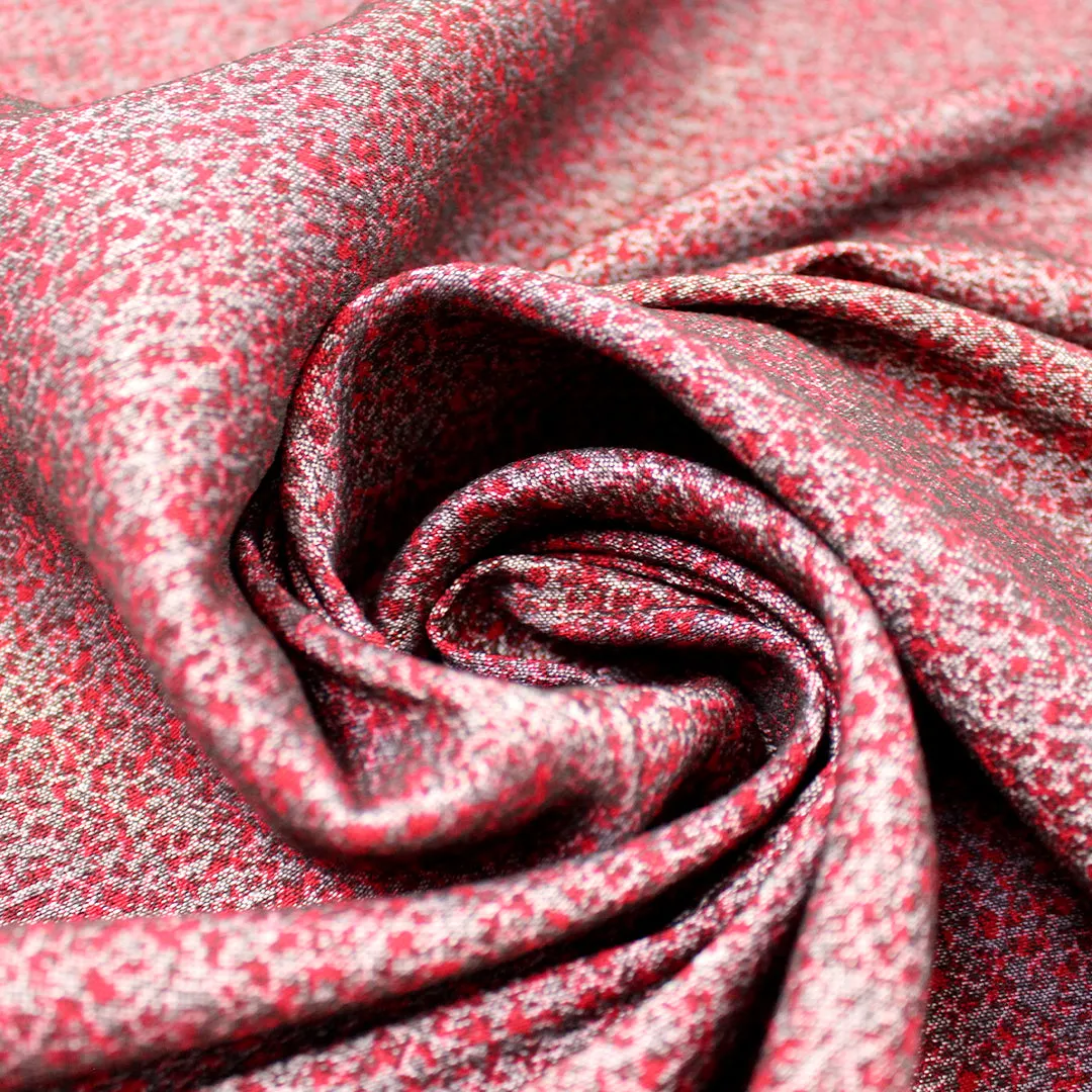 Italian mottled bengaline jacquard suiting - red/black/silver gray
