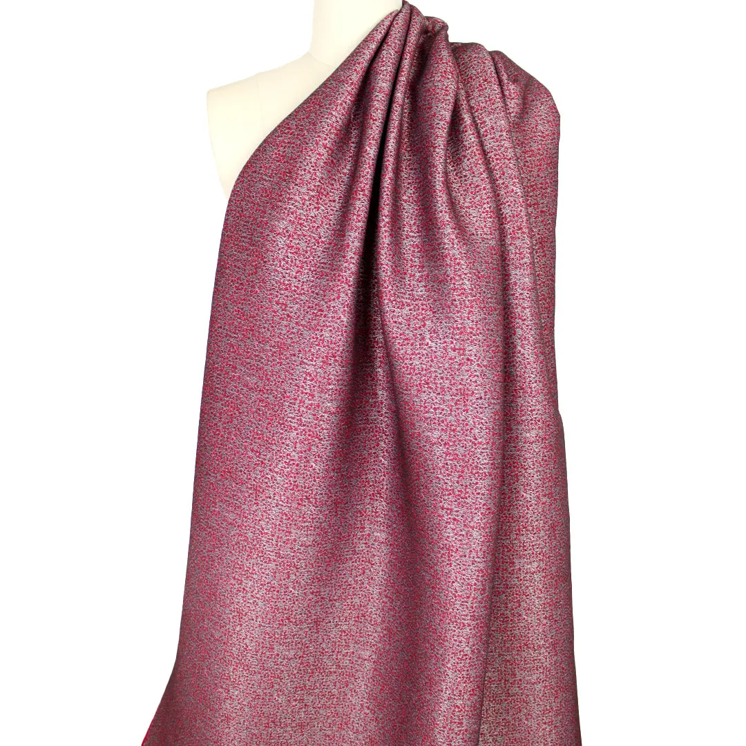 Italian mottled bengaline jacquard suiting - red/black/silver gray