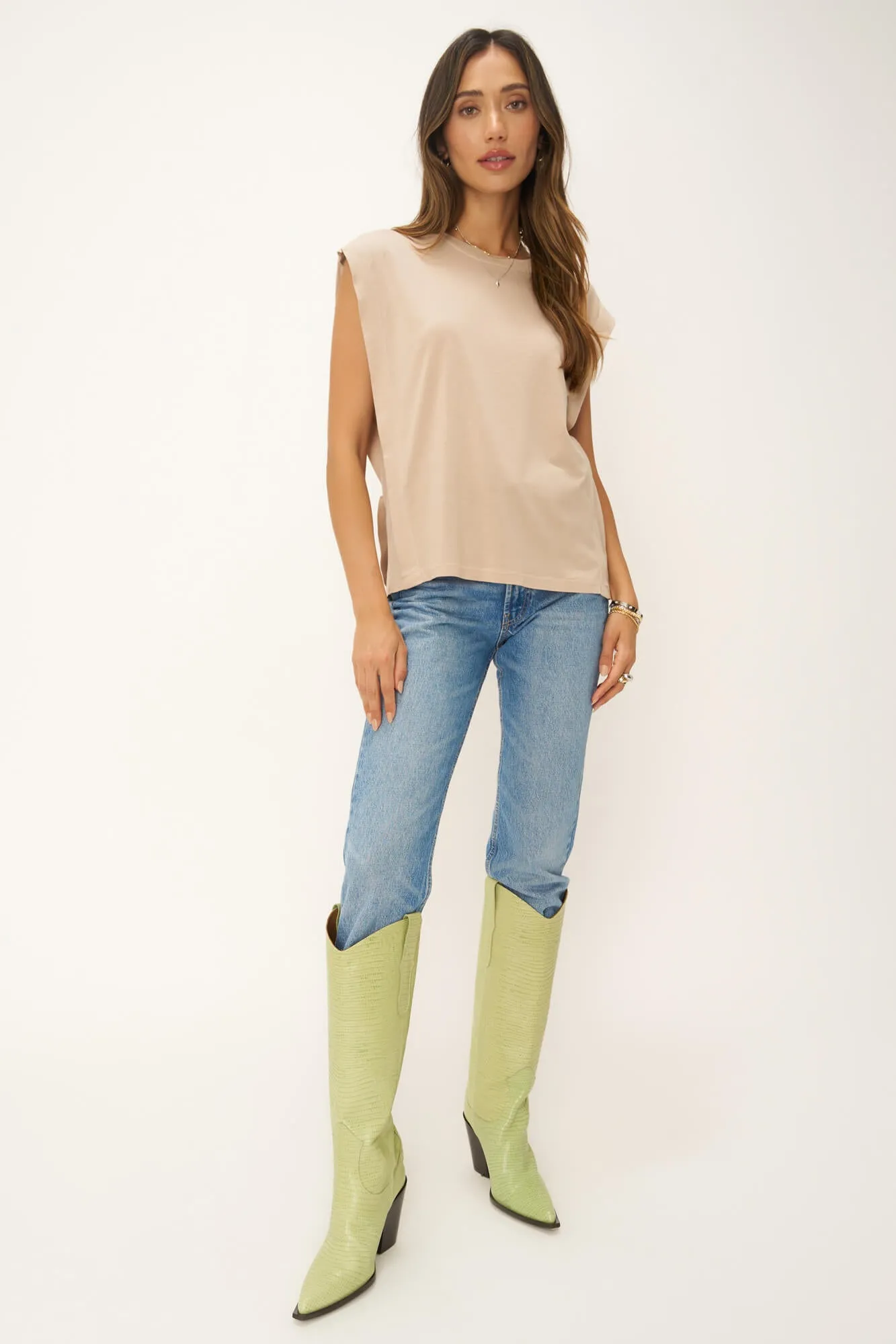 Keeper Crew Neck Tank - Oyster Beige
