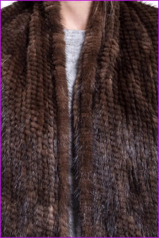 Knitted Mink Fur Scarves with Tassels DO629