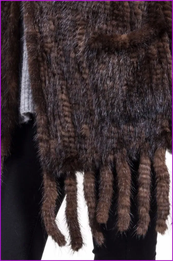 Knitted Mink Fur Scarves with Tassels DO629