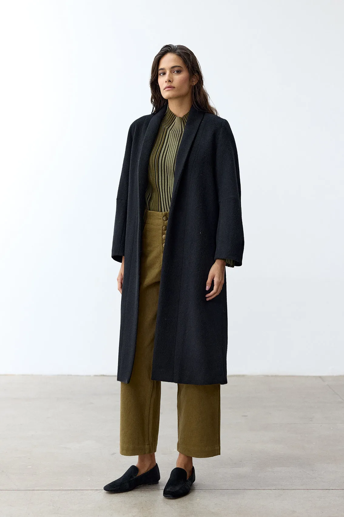 Long Baby Alpaca Coat - Ónix