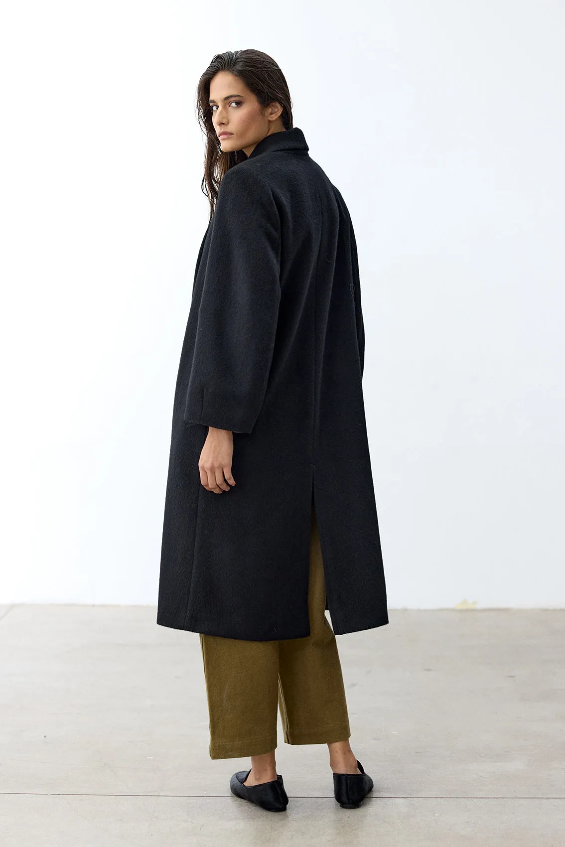 Long Baby Alpaca Coat - Ónix