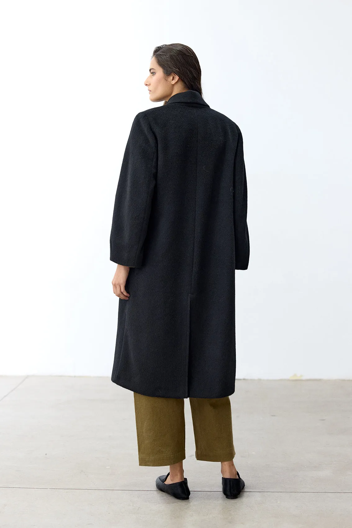Long Baby Alpaca Coat - Ónix
