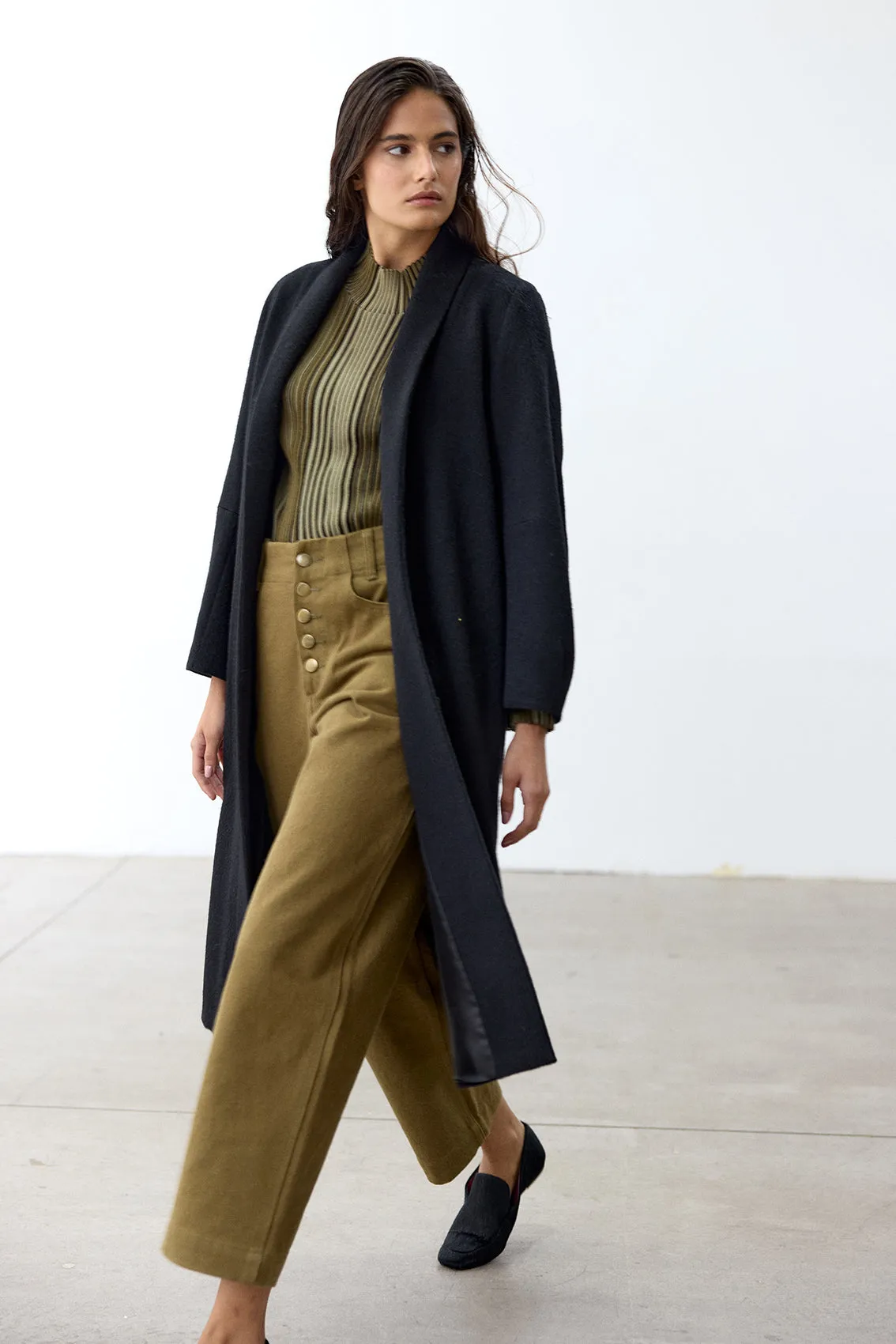 Long Baby Alpaca Coat - Ónix
