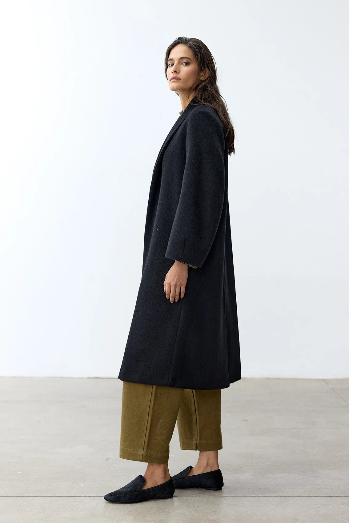 Long Baby Alpaca Coat - Ónix