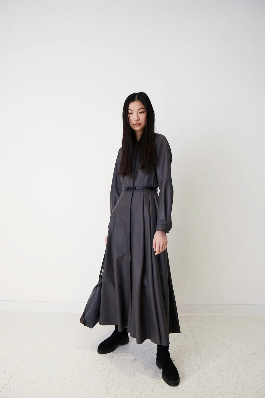 Long Lamb Nappa Leather Dress