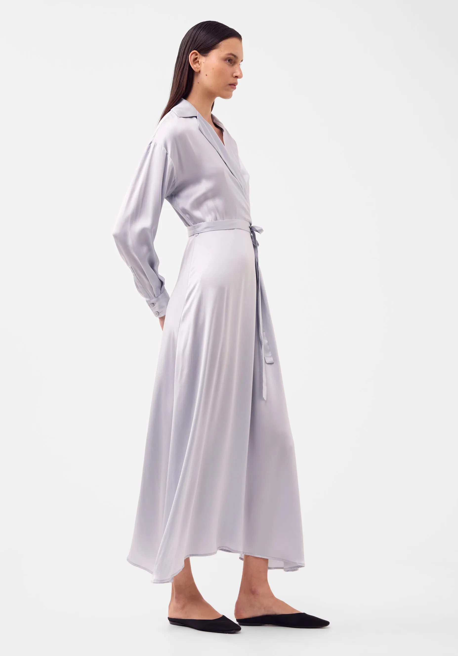 Morrison Anais Silk Long Sleeve Dress - Ice