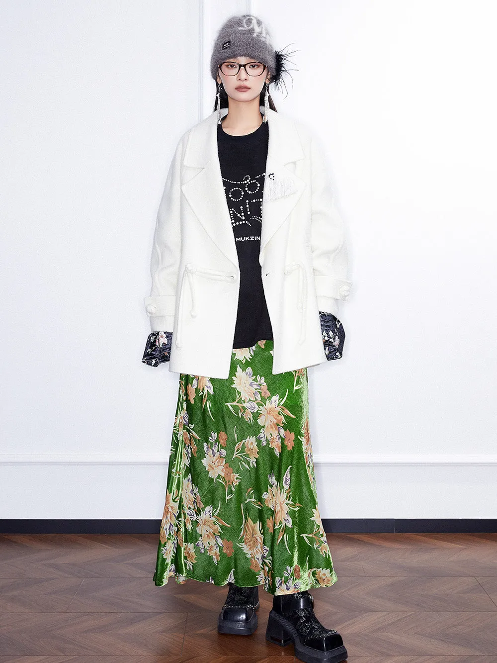 MUKZIN Linglong“Winter Snow”Heavyweight Reversible Wool Coat