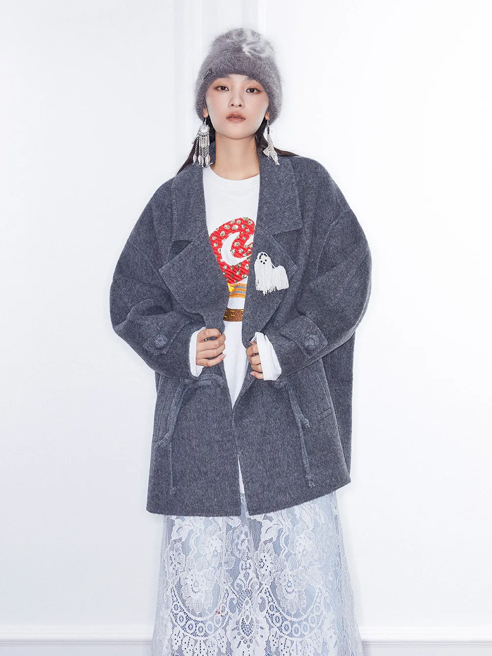 MUKZIN Linglong“Winter Snow”Heavyweight Reversible Wool Coat