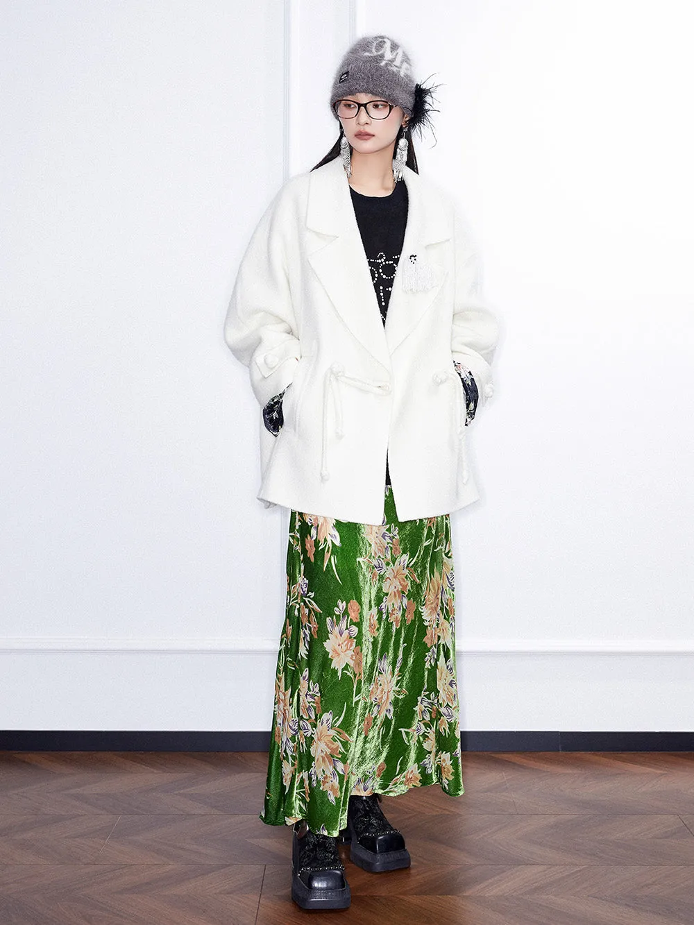 MUKZIN Linglong“Winter Snow”Heavyweight Reversible Wool Coat