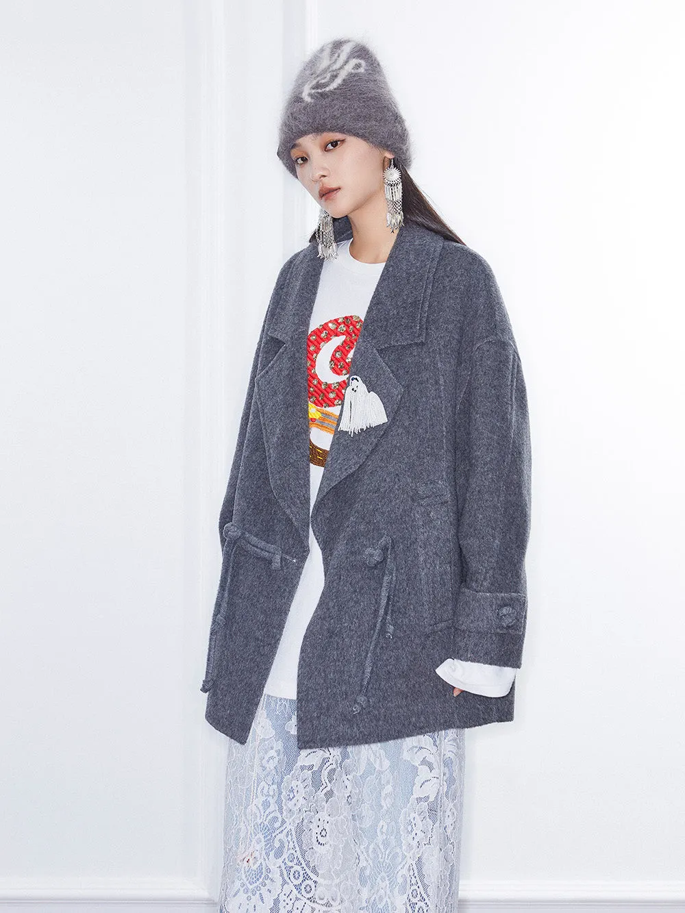 MUKZIN Linglong“Winter Snow”Heavyweight Reversible Wool Coat