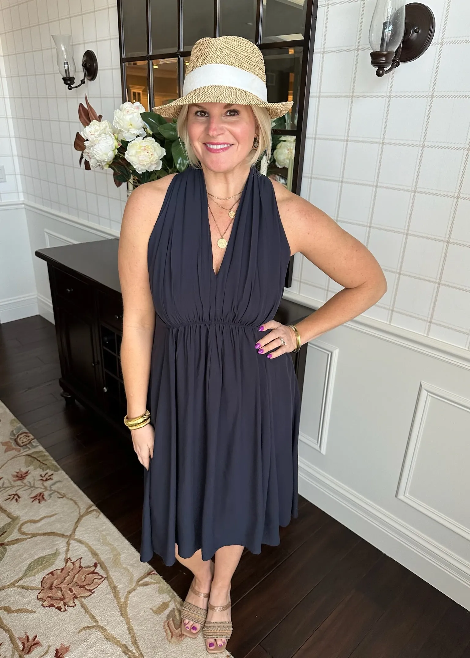 Navy Halter Dress