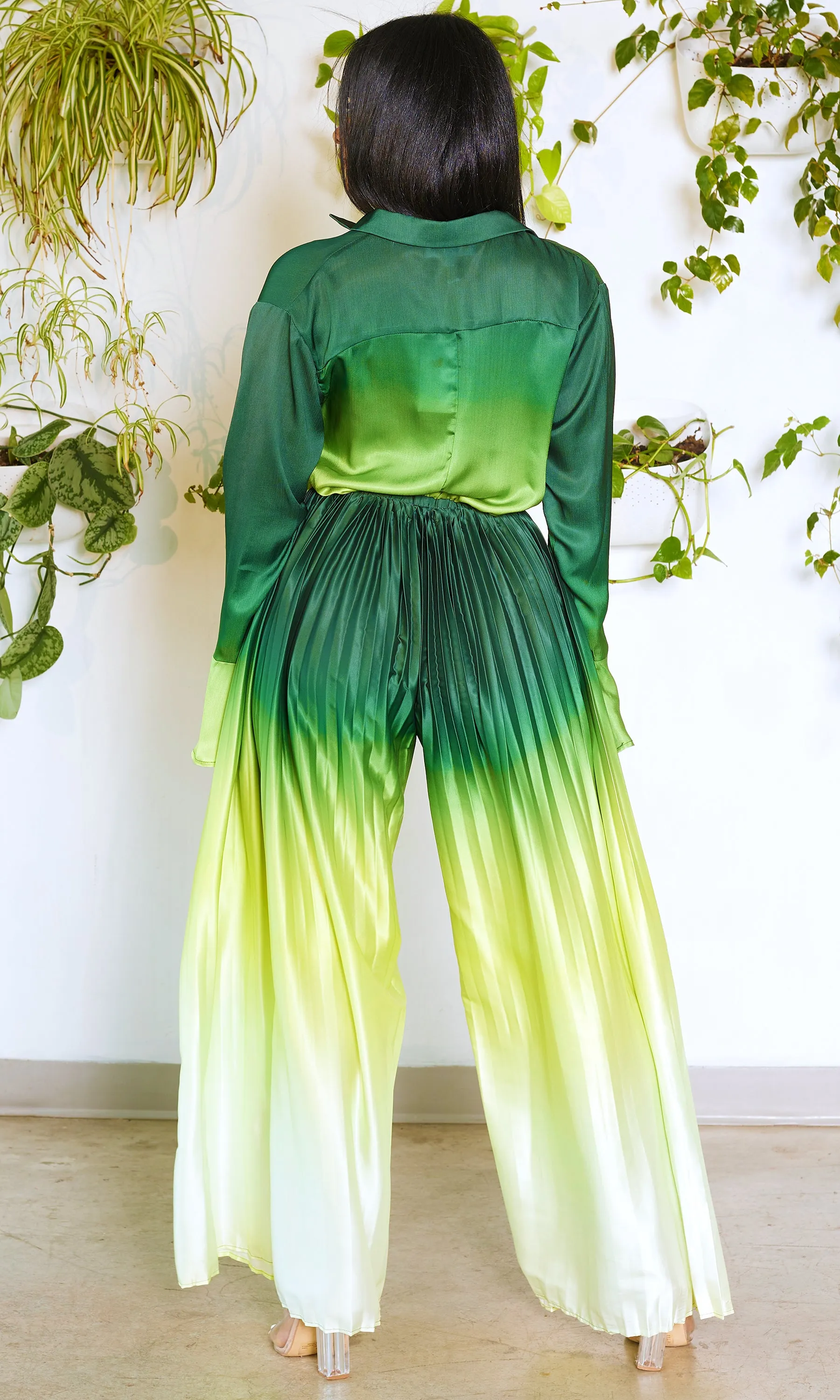 OMG | Ombre Pleated Pants Set - Green FINAL SALE